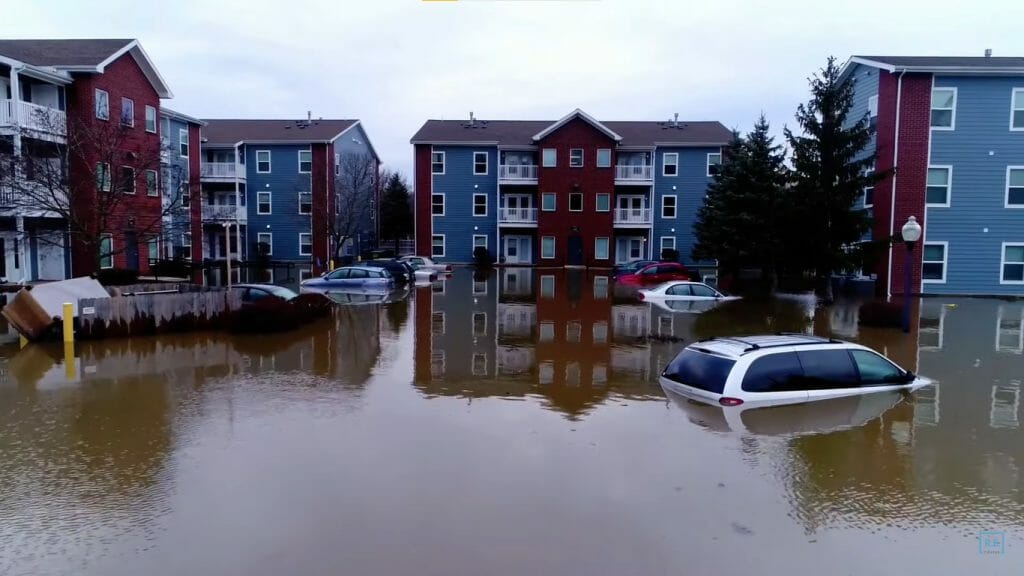 flooded building