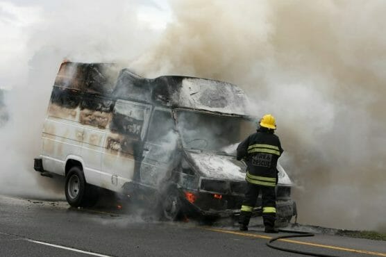Fireman And Burning Vehicle Fireman And Burning Vehicle