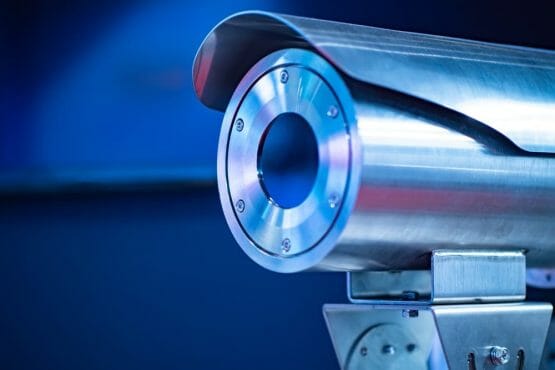 Surveillance camera at the factory Surveillance camera at the factory
