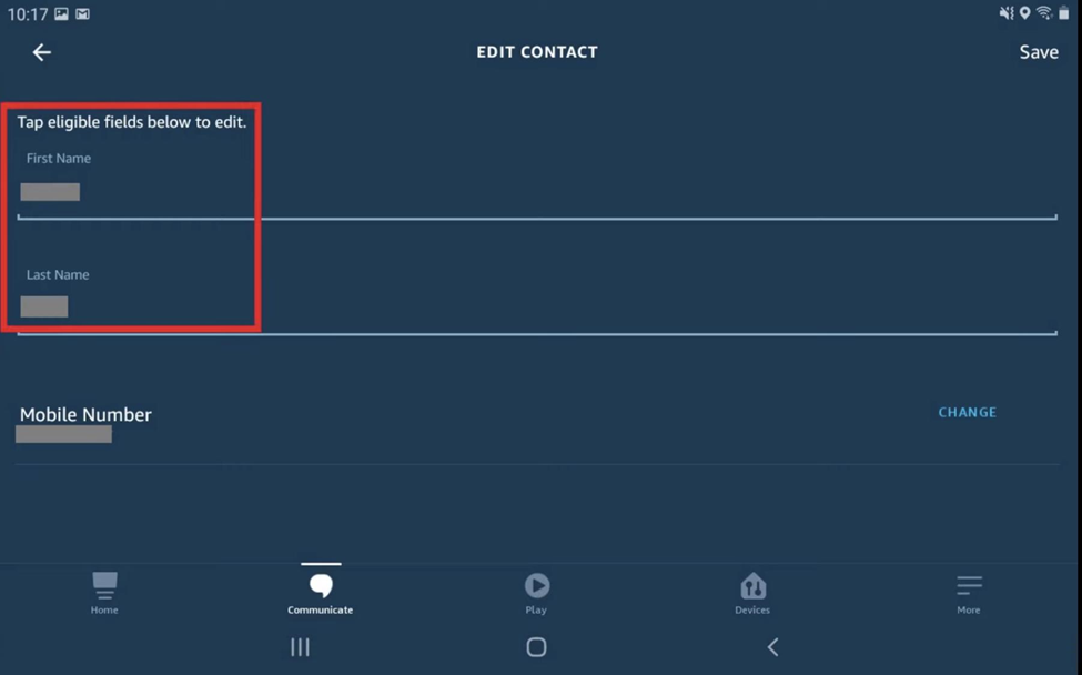edit contact setting on Alexa