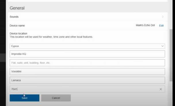 alexa general setting form